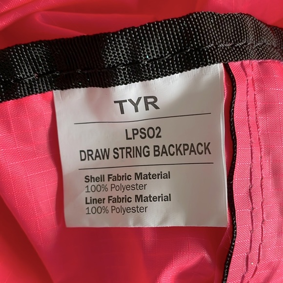 TYR Bright Pink Draw String Backpack - NWOT - Picture 9 of 9